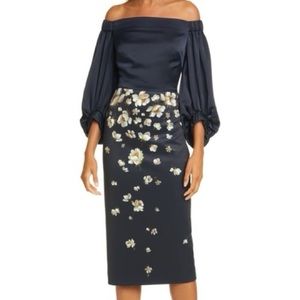Ted Baker Balloon Sleeve Floral Dress Size 4 L